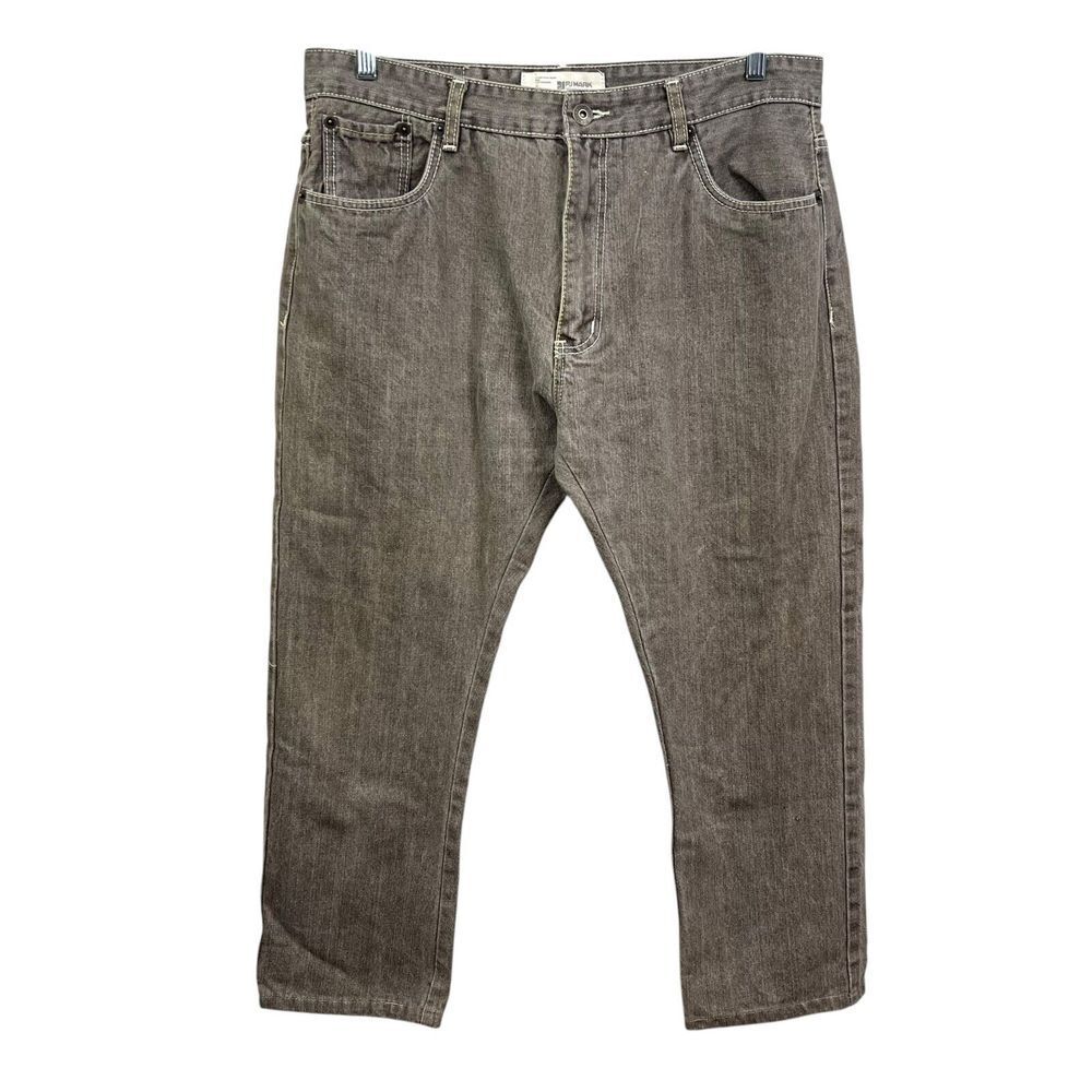 PJ Mark Mens Jeans Straight Leg 5 Pocket Zip Fly Light Brown Wash Size W40*